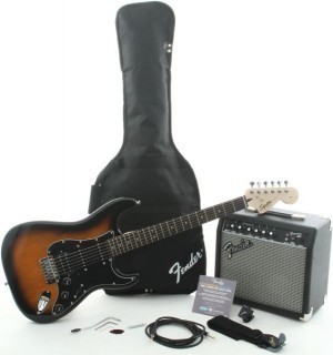FENDER SQUIER AFFINITY STRAT HSS&FRONTMAN 15G AMP - BROWN SUNBURST- :    Frontman 15G