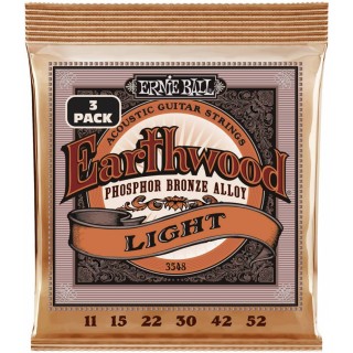 ERNIE BALL 3548 -   3     Earthwood Light Phosphor Br (11-52)