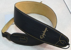EPIPHONE E-STB2080BK-EG PREMIUM LEATHER STRAP 3' BLACK   